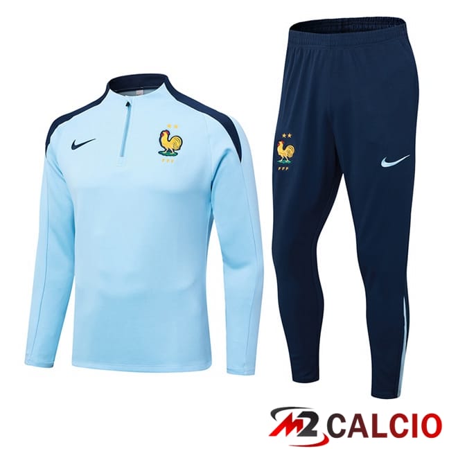 Maglie Calcio Personalizzate,Tute Calcio Squadre,Maglia Nazionale Italiana Calcio | Insieme Tuta Calcio Francia Blu 2024/2025