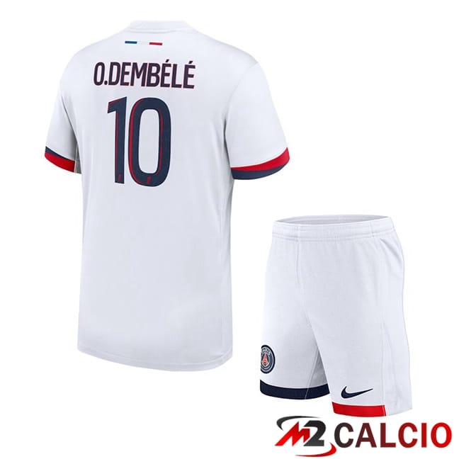 Maglie Calcio Personalizzate,Tute Calcio Squadre,Maglia Nazionale Italiana Calcio | Maglie Calcio Paris PSG (O.Dembélé 10) Bambino Seconda Bianco 2024/2025
