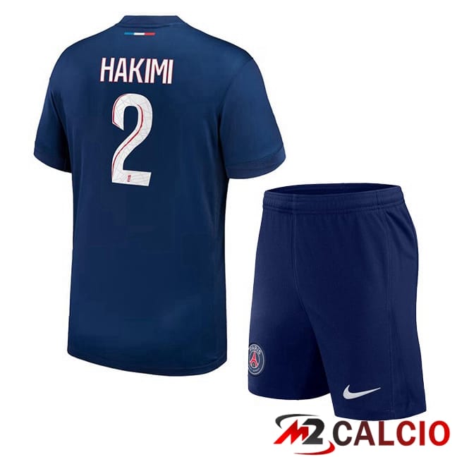 Maglie Calcio Personalizzate,Tute Calcio Squadre,Maglia Nazionale Italiana Calcio | Maglie Calcio Paris PSG (Hakimi 2) Bambino Prima Blu Reale 2024/2025