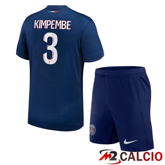 Maglie Calcio Personalizzate,Tute Calcio Squadre,Maglia Nazionale Italiana Calcio | Maglie Calcio Paris PSG (Kimpembe 3) Bambino Prima Blu Reale 2024/2025