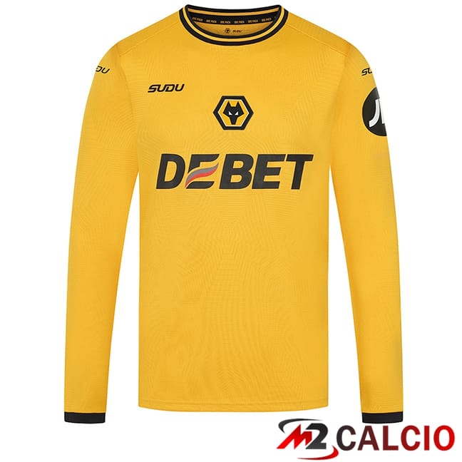 Maglie Calcio Personalizzate,Tute Calcio Squadre,Maglia Nazionale Italiana Calcio | Maglie Calcio Wolves Prima Manica Lunga 2024/2025