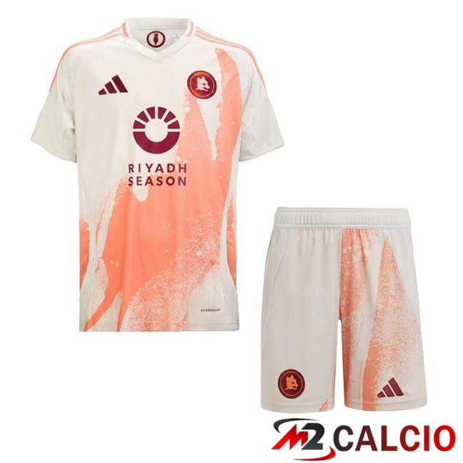 Maglie Calcio Personalizzate,Tute Calcio Squadre,Maglia Nazionale Italiana Calcio | Maglie Calcio AS Roma Bambino Seconda Bianco 2024/2025