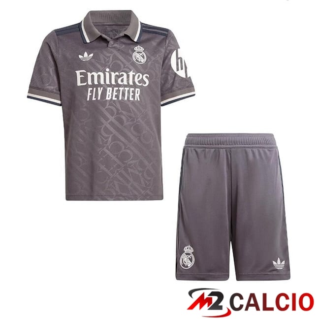 Maglie Calcio Personalizzate,Tute Calcio Squadre,Maglia Nazionale Italiana Calcio | Maglie Calcio Real Madrid Bambino Terza Grigio 2024/2025
