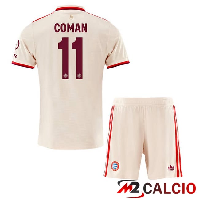 Maglie Calcio Personalizzate,Tute Calcio Squadre,Maglia Nazionale Italiana Calcio | Maglie Calcio Bayern Monaco (Coman 11) Bambino Terza Giallo 2024/2025