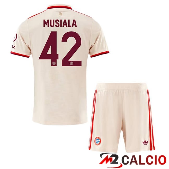 Maglie Calcio Personalizzate,Tute Calcio Squadre,Maglia Nazionale Italiana Calcio | Maglie Calcio Bayern Monaco (Musiala 42) Bambino Terza Giallo 2024/2025