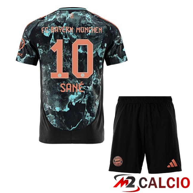 Maglie Calcio Personalizzate,Tute Calcio Squadre,Maglia Nazionale Italiana Calcio | Maglie Calcio Bayern Monaco (Sané 10) Bambino Seconda Nero 2024/2025