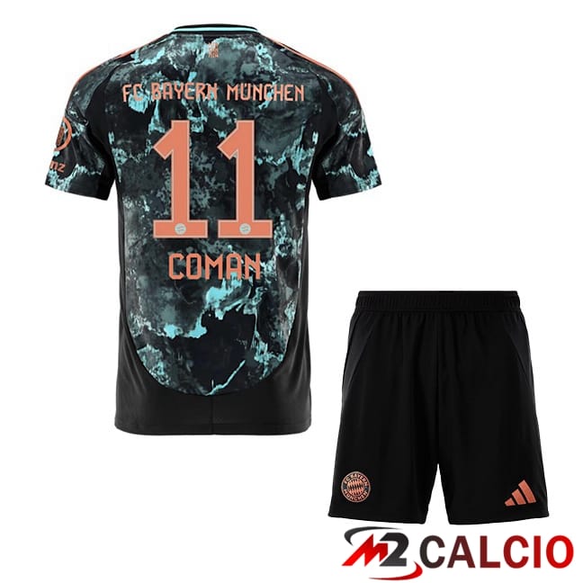 Maglie Calcio Personalizzate,Tute Calcio Squadre,Maglia Nazionale Italiana Calcio | Maglie Calcio Bayern Monaco (Coman 11) Bambino Seconda Nero 2024/2025
