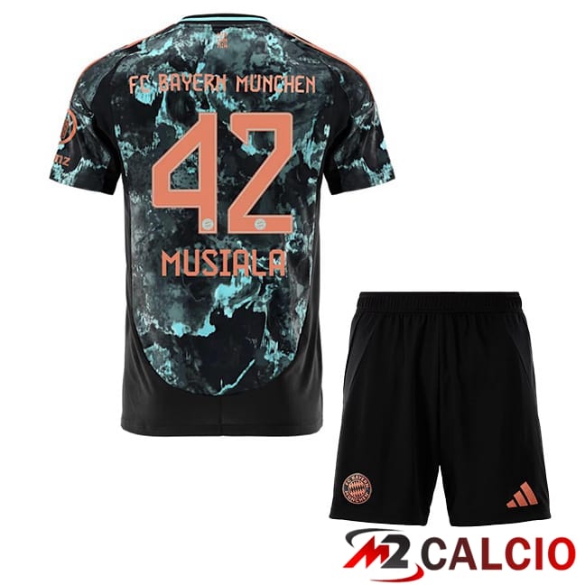 Maglie Calcio Personalizzate,Tute Calcio Squadre,Maglia Nazionale Italiana Calcio | Maglie Calcio Bayern Monaco (Musiala 42) Bambino Seconda Nero 2024/2025
