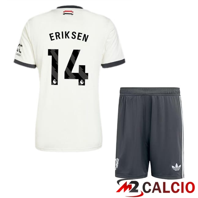 Maglie Calcio Personalizzate,Tute Calcio Squadre,Maglia Nazionale Italiana Calcio | Maglie Calcio Manchester United (Eriksen 14) Bambino Terza Bianco 2024/2025