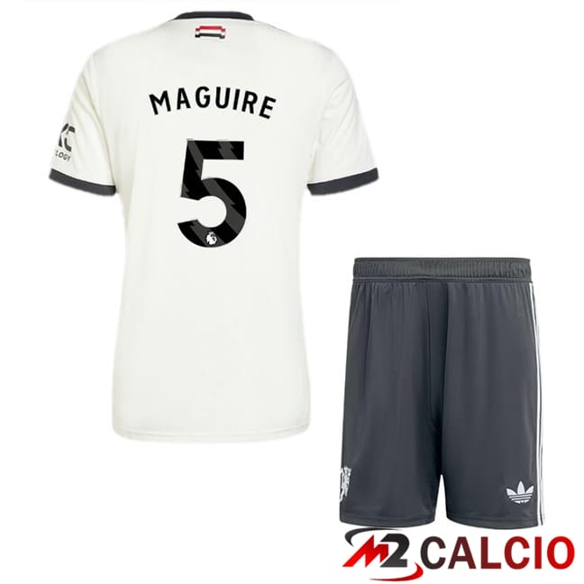 Maglie Calcio Personalizzate,Tute Calcio Squadre,Maglia Nazionale Italiana Calcio | Maglie Calcio Manchester United (Maguire 5) Bambino Terza Bianco 2024/2025