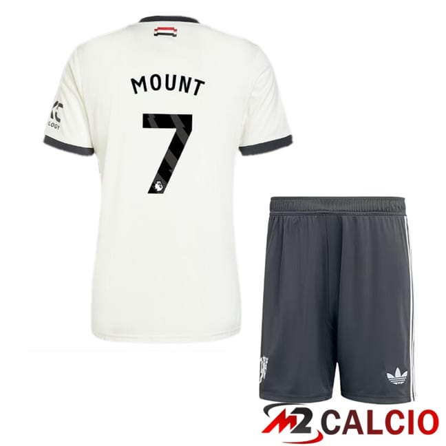 Maglie Calcio Personalizzate,Tute Calcio Squadre,Maglia Nazionale Italiana Calcio | Maglie Calcio Manchester United (Mount 7) Bambino Terza Bianco 2024/2025