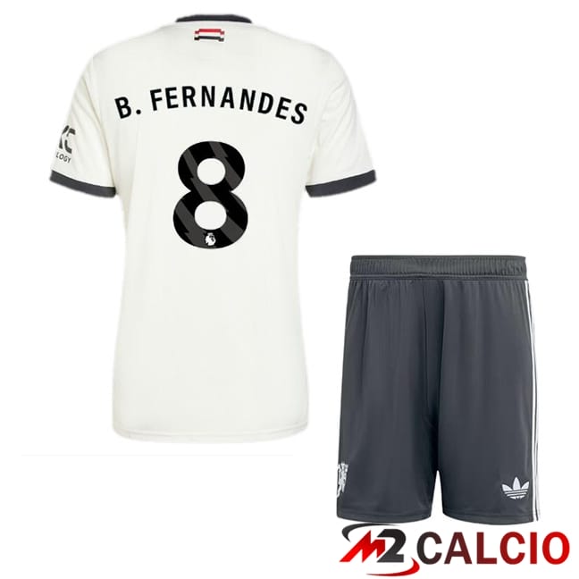 Maglie Calcio Personalizzate,Tute Calcio Squadre,Maglia Nazionale Italiana Calcio | Maglie Calcio Manchester United (B.Fernandes 8) Bambino Terza Bianco 2024/2025