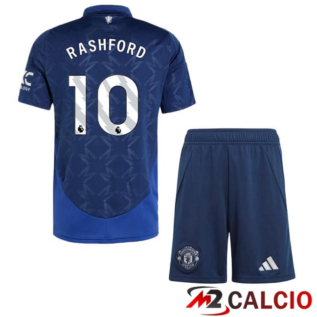 Maglie Calcio Personalizzate,Tute Calcio Squadre,Maglia Nazionale Italiana Calcio | Maglie Calcio Manchester United (Rashford 10) Bambino Seconda Blu 2024/2025