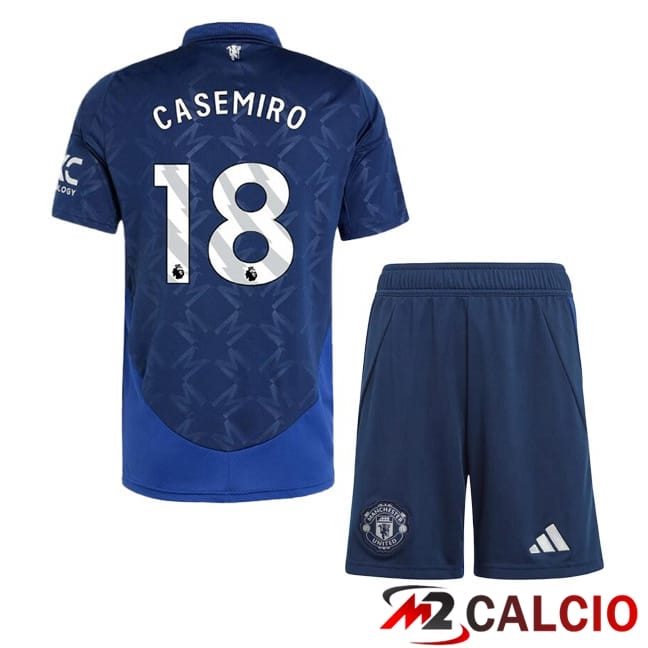 Maglie Calcio Personalizzate,Tute Calcio Squadre,Maglia Nazionale Italiana Calcio | Maglie Calcio Manchester United (Casemiro 18) Bambino Seconda Blu 2024/2025
