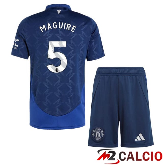 Maglie Calcio Personalizzate,Tute Calcio Squadre,Maglia Nazionale Italiana Calcio | Maglie Calcio Manchester United (Maguire 5) Bambino Seconda Blu 2024/2025