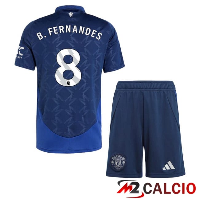 Maglie Calcio Personalizzate,Tute Calcio Squadre,Maglia Nazionale Italiana Calcio | Maglie Calcio Manchester United (B.Fernandes 8) Bambino Seconda Blu 2024/2025