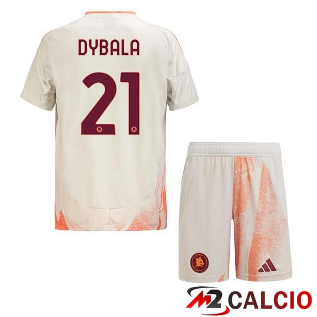 Maglie Calcio Personalizzate,Tute Calcio Squadre,Maglia Nazionale Italiana Calcio | Maglie Calcio AS Roma (DYBALA 21) Bambino Seconda Bianco 2024/2025