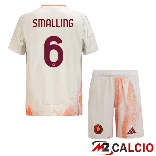Maglie Calcio Personalizzate,Tute Calcio Squadre,Maglia Nazionale Italiana Calcio | Maglie Calcio AS Roma (SMALLING 6) Bambino Seconda Bianco 2024/2025