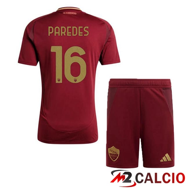 Maglie Calcio Personalizzate,Tute Calcio Squadre,Maglia Nazionale Italiana Calcio | Maglie Calcio AS Roma (PAREDES 16) Bambino Prima Rosso 2024/2025