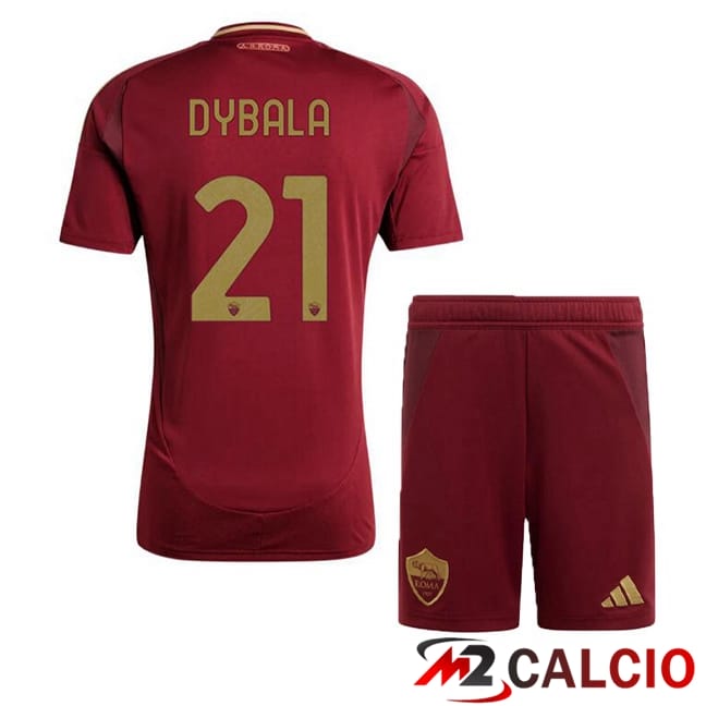 Maglie Calcio Personalizzate,Tute Calcio Squadre,Maglia Nazionale Italiana Calcio | Maglie Calcio AS Roma (DYBALA 21) Bambino Prima Rosso 2024/2025