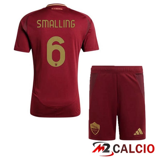 Maglie Calcio Personalizzate,Tute Calcio Squadre,Maglia Nazionale Italiana Calcio | Maglie Calcio AS Roma (SMALLING 6) Bambino Prima Rosso 2024/2025