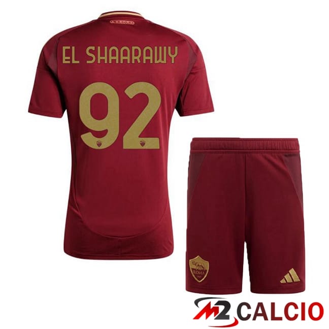 Maglie Calcio Personalizzate,Tute Calcio Squadre,Maglia Nazionale Italiana Calcio | Maglie Calcio AS Roma (EL SHAARAWY 92) Bambino Prima Rosso 2024/2025