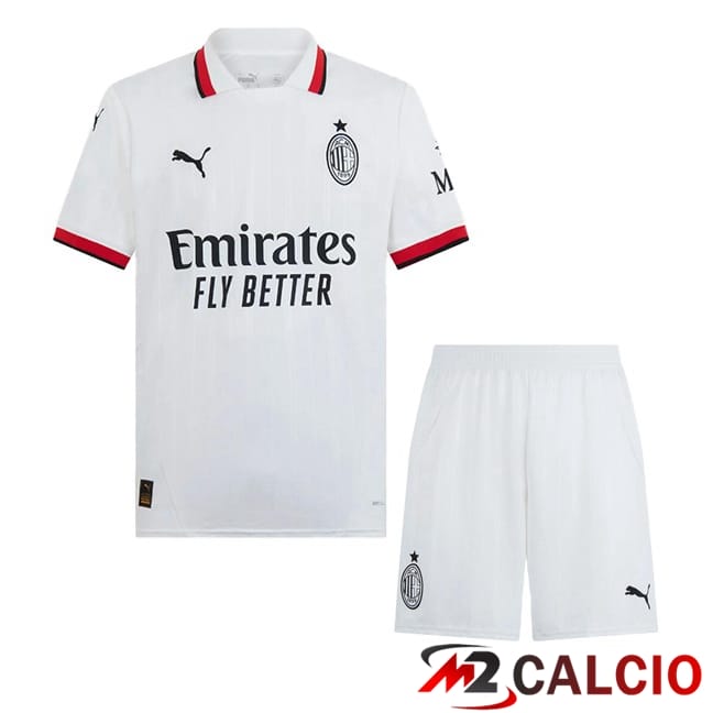 Maglie Calcio Personalizzate,Tute Calcio Squadre,Maglia Nazionale Italiana Calcio | Maglie Calcio AC Milan Bambino Seconda Bianco 2024/2025