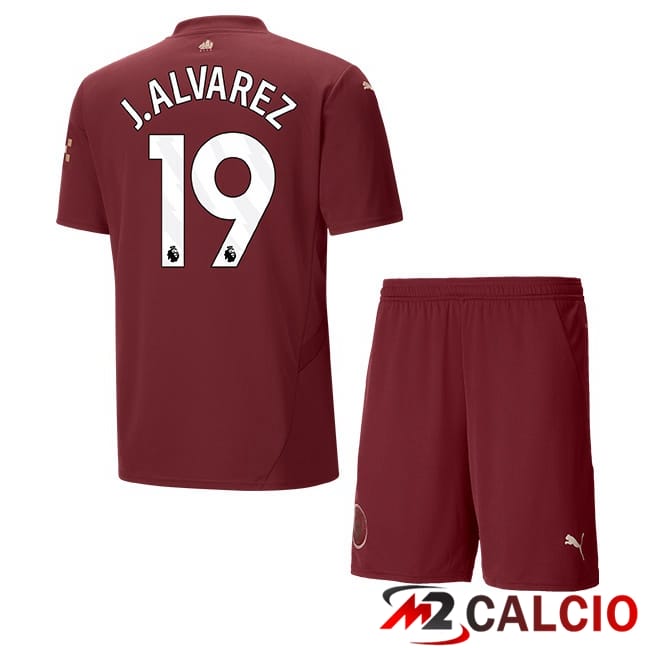 Maglie Calcio Personalizzate,Tute Calcio Squadre,Maglia Nazionale Italiana Calcio | Maglie Calcio Manchester City (Julián Álvarez 19) Bambino Terza Marrone 2024/2025