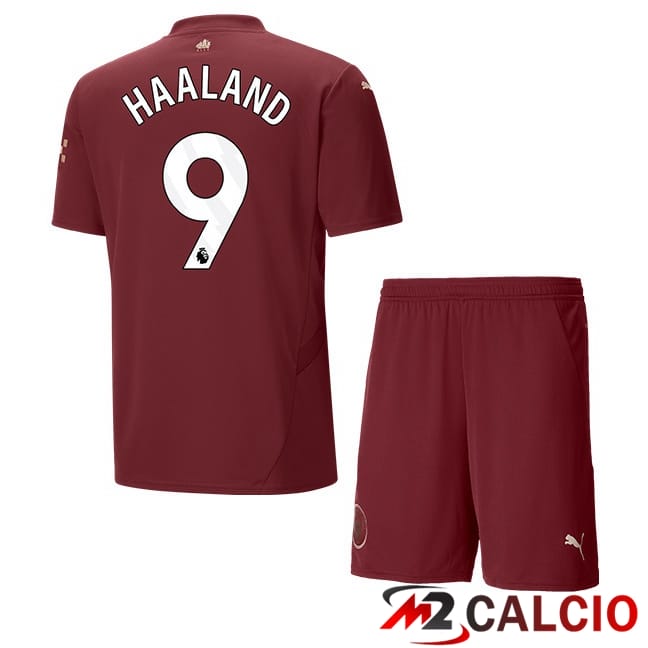 Maglie Calcio Personalizzate,Tute Calcio Squadre,Maglia Nazionale Italiana Calcio | Maglie Calcio Manchester City (Erling Haaland 9) Bambino Terza Marrone 2024/2025