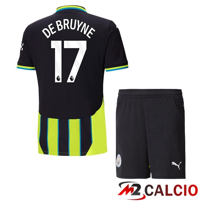 Maglie Calcio Personalizzate,Tute Calcio Squadre,Maglia Nazionale Italiana Calcio | Maglie Calcio Manchester City (Kevin De Bruyne 17) Bambino Seconda Verde Nero 2024/2025