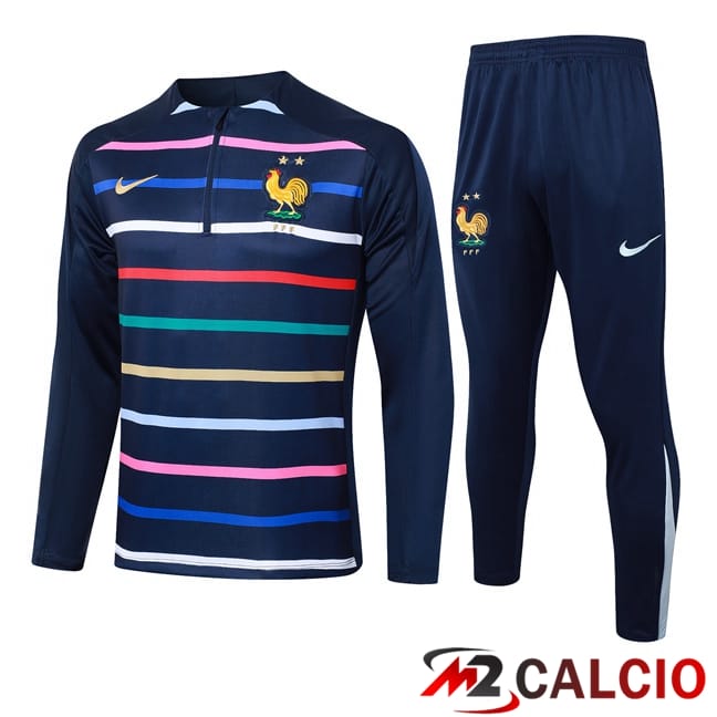 Maglie Calcio Personalizzate,Tute Calcio Squadre,Maglia Nazionale Italiana Calcio | Insieme Tuta Calcio Francia Blu Reale 2024/2025