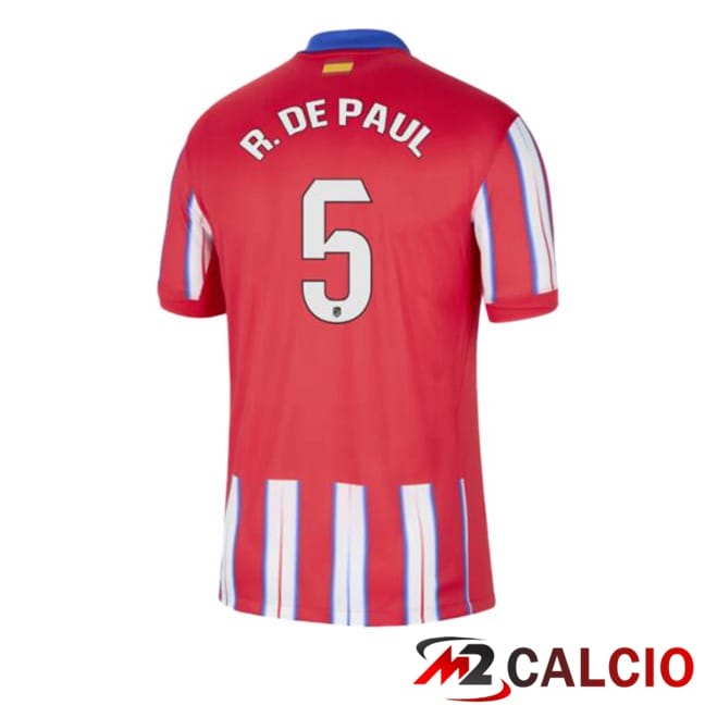 Maglie Calcio Personalizzate,Tute Calcio Squadre,Maglia Nazionale Italiana Calcio | Maglie Calcio Atletico Madrid (R. DE PAUL 5) Prima Rosso 2024/2025