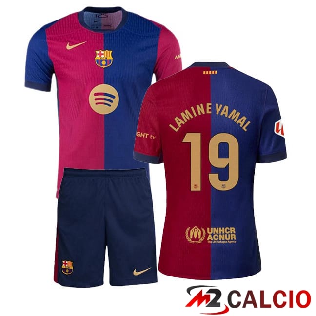 Maglie Calcio Personalizzate,Tute Calcio Squadre,Maglia Nazionale Italiana Calcio | Maglie Calcio FC Barcellona (LAMINE YAMAL 19) Bambino Prima Blu Rosso 2024/2025