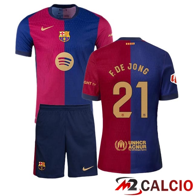 Maglie Calcio Personalizzate,Tute Calcio Squadre,Maglia Nazionale Italiana Calcio | Maglie Calcio FC Barcellona (F. DE JONG 21) Bambino Prima Blu Rosso 2024/2025