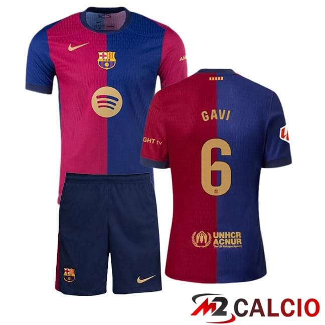 Maglie Calcio Personalizzate,Tute Calcio Squadre,Maglia Nazionale Italiana Calcio | Maglie Calcio FC Barcellona (GAVI 6) Bambino Prima Blu Rosso 2024/2025