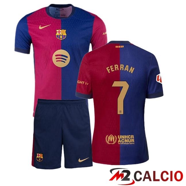 Maglie Calcio Personalizzate,Tute Calcio Squadre,Maglia Nazionale Italiana Calcio | Maglie Calcio FC Barcellona (FERRAN 7) Bambino Prima Blu Rosso 2024/2025