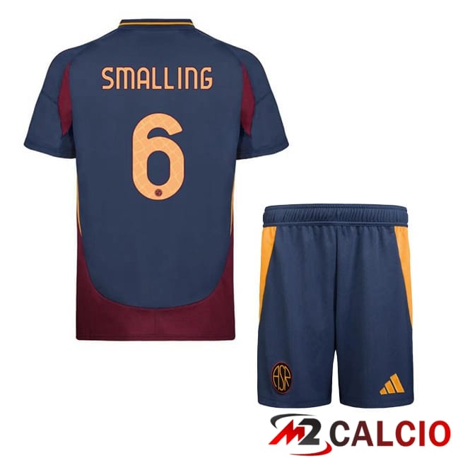 Maglie Calcio Personalizzate,Tute Calcio Squadre,Maglia Nazionale Italiana Calcio | Maglie Calcio AS Roma (SMALLING 6) Bambino Terza Blu Reale 2024/2025