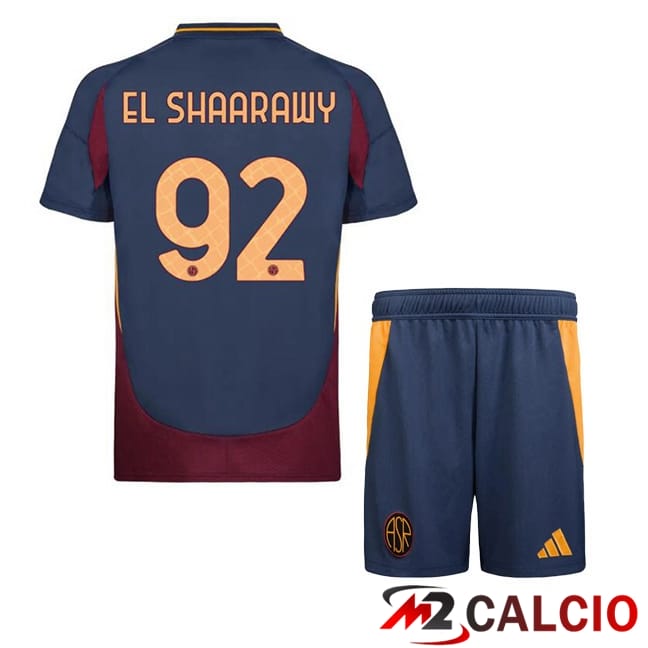 Maglie Calcio Personalizzate,Tute Calcio Squadre,Maglia Nazionale Italiana Calcio | Maglie Calcio AS Roma (EL SHAARAWY 92) Bambino Terza Blu Reale 2024/2025