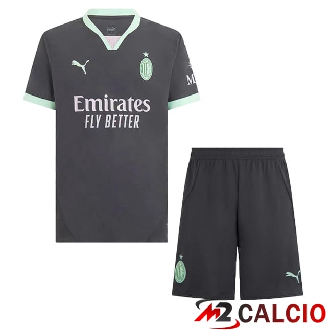Maglie Calcio Personalizzate,Tute Calcio Squadre,Maglia Nazionale Italiana Calcio | Maglie Calcio AC Milan Bambino Terza Nero 2024/2025