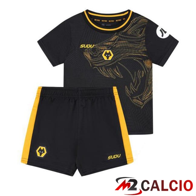 Maglie Calcio Personalizzate,Tute Calcio Squadre,Maglia Nazionale Italiana Calcio | Maglie Calcio Wolves Bambino Seconda Nero 2024/2025