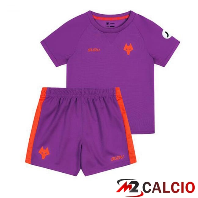 Maglie Calcio Personalizzate,Tute Calcio Squadre,Maglia Nazionale Italiana Calcio | Maglie Calcio Wolves Bambino Terza Viola 2024/2025