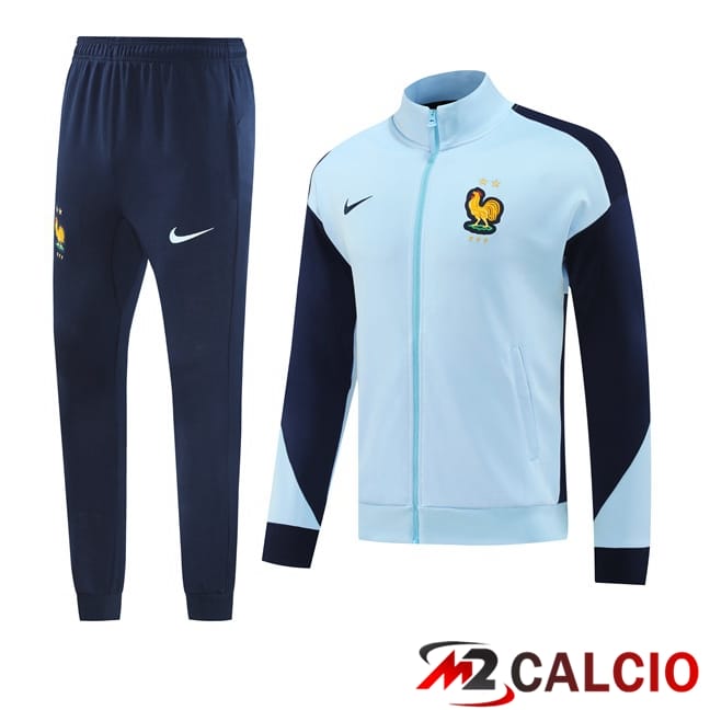 Maglie Calcio Personalizzate,Tute Calcio Squadre,Maglia Nazionale Italiana Calcio | Insieme Tuta Calcio - Giacca Francia Blu 2024/2025