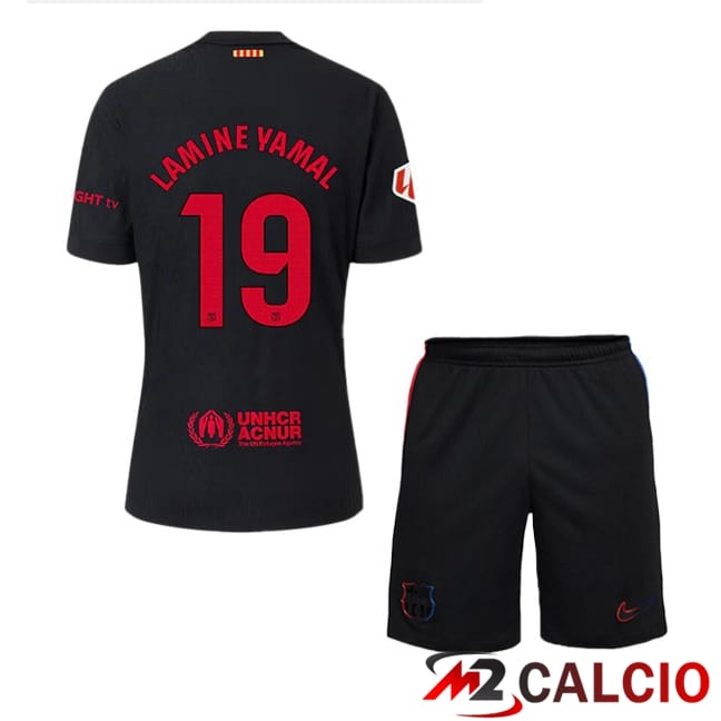 Maglie Calcio Personalizzate,Tute Calcio Squadre,Maglia Nazionale Italiana Calcio | Maglie Calcio FC Barcellona (LAMINE YAMAL 19) Bambino Seconda Nero 2024/2025