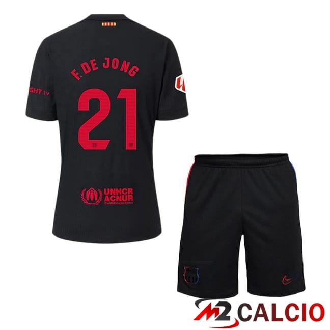 Maglie Calcio Personalizzate,Tute Calcio Squadre,Maglia Nazionale Italiana Calcio | Maglie Calcio FC Barcellona (F. DE JONG 21) Bambino Seconda Nero 2024/2025