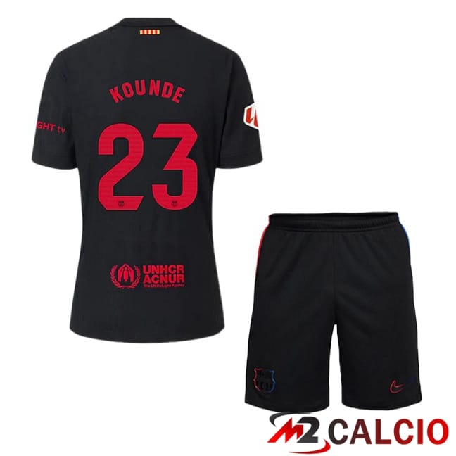 Maglie Calcio Personalizzate,Tute Calcio Squadre,Maglia Nazionale Italiana Calcio | Maglie Calcio FC Barcellona (KOUNDE 23) Bambino Seconda Nero 2024/2025