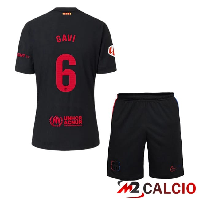 Maglie Calcio Personalizzate,Tute Calcio Squadre,Maglia Nazionale Italiana Calcio | Maglie Calcio FC Barcellona (GAVI 6) Bambino Seconda Nero 2024/2025