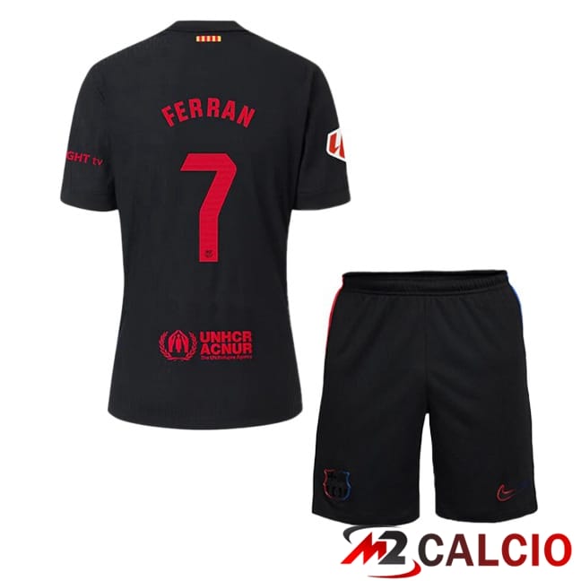 Maglie Calcio Personalizzate,Tute Calcio Squadre,Maglia Nazionale Italiana Calcio | Maglie Calcio FC Barcellona (FERRAN 7) Bambino Seconda Nero 2024/2025