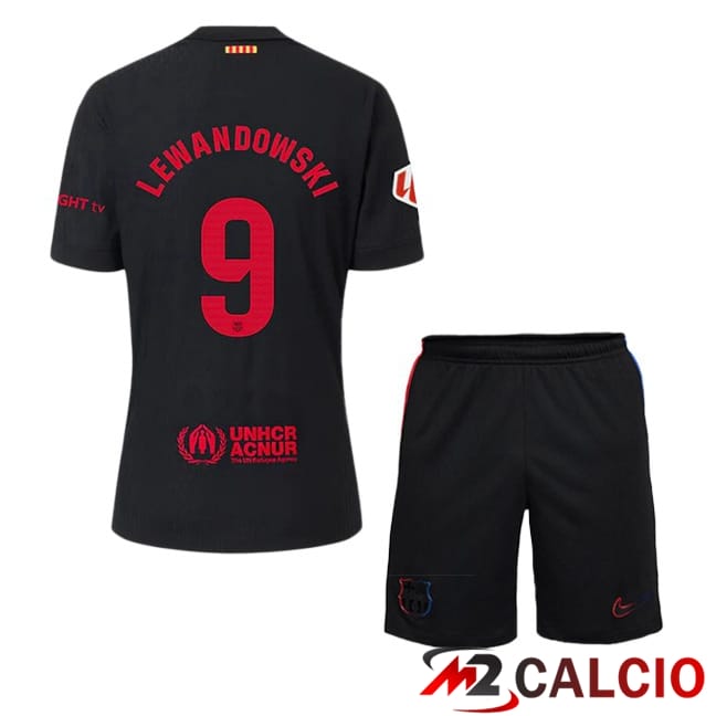 Maglie Calcio Personalizzate,Tute Calcio Squadre,Maglia Nazionale Italiana Calcio | Maglie Calcio FC Barcellona (LEWANDOWSKI 9) Bambino Seconda Nero 2024/2025