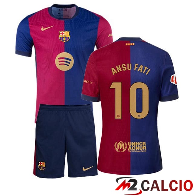 Maglie Calcio Personalizzate,Tute Calcio Squadre,Maglia Nazionale Italiana Calcio | Maglie Calcio FC Barcellona (ANSU FATI 10) Bambino Prima Blu Rosso 2024/2025