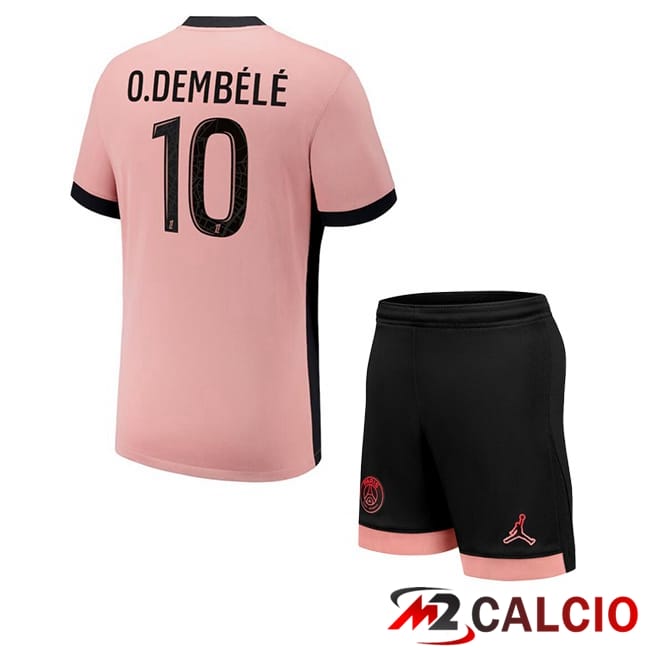 Maglie Calcio Personalizzate,Tute Calcio Squadre,Maglia Nazionale Italiana Calcio | Maglie Calcio Paris PSG (O.Dembélé 10) Bambino Terza Rosa 2024/2025